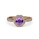 4 - Aura Amethyst and Diamond Halo Engagement Ring 
