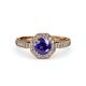 4 - Aura Iolite and Diamond Halo Engagement Ring 