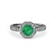 4 - Aura Emerald and Diamond Halo Engagement Ring 