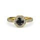 4 - Aura Black and White Diamond Halo Engagement Ring 