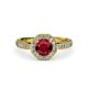 4 - Aura Ruby and Diamond Halo Engagement Ring 