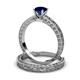 3 - Florie Classic Blue Sapphire Solitaire Bridal Set Ring 