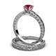 3 - Florie Classic Rhodolite Garnet Solitaire Bridal Set Ring 