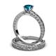 3 - Florie Classic London Blue Topaz Solitaire Bridal Set Ring 