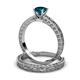 3 - Florie Classic Blue Diamond Solitaire Bridal Set Ring 
