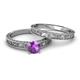 4 - Florie Classic Amethyst Solitaire Bridal Set Ring 