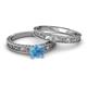4 - Florie Classic Blue Topaz Solitaire Bridal Set Ring 