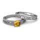4 - Florie Classic Citrine Solitaire Bridal Set Ring 