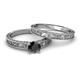 4 - Florie Classic Black Diamond Solitaire Bridal Set Ring 