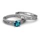 4 - Florie Classic London Blue Topaz Solitaire Bridal Set Ring 