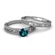 4 - Florie Classic Blue Diamond Solitaire Bridal Set Ring 