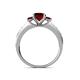 4 - Dzeni Red Garnet Three Stone with Side Diamond Ring 
