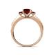 4 - Dzeni Red Garnet Three Stone with Side Diamond Ring 