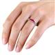 6 - Dzeni Rhodolite Garnet Three Stone with Side Diamond Ring 