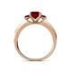 4 - Dzeni Ruby Three Stone with Side Diamond Ring 
