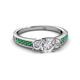 2 - Valene Diamond Three Stone with Side Emerald Ring 