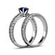 5 - Florie Classic Blue Sapphire Solitaire Bridal Set Ring 