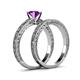 5 - Florie Classic Amethyst Solitaire Bridal Set Ring 