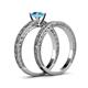 5 - Florie Classic Blue Topaz Solitaire Bridal Set Ring 