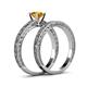 5 - Florie Classic Citrine Solitaire Bridal Set Ring 