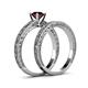 5 - Florie Classic Red Garnet Solitaire Bridal Set Ring 