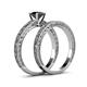 5 - Florie Classic Black Diamond Solitaire Bridal Set Ring 