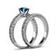 5 - Florie Classic Blue Diamond Solitaire Bridal Set Ring 