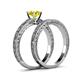 5 - Florie Classic Yellow Diamond Solitaire Bridal Set Ring 