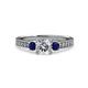 3 - Dzeni Diamond and Blue Sapphire Three Stone Engagement Ring 