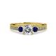 3 - Dzeni Diamond and Blue Sapphire Three Stone Engagement Ring 