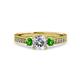 3 - Dzeni Diamond and Green Garnet Three Stone Engagement Ring 