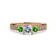 3 - Dzeni Diamond and Green Garnet Three Stone Engagement Ring 
