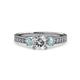 3 - Dzeni Diamond and Aquamarine Three Stone Engagement Ring 