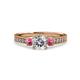 3 - Dzeni Diamond and Pink Tourmaline Three Stone Engagement Ring 