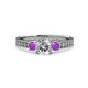 3 - Dzeni Diamond and Amethyst Three Stone Engagement Ring 
