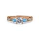 3 - Dzeni Diamond and Blue Topaz Three Stone Engagement Ring 