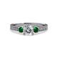 3 - Dzeni Diamond and Emerald Three Stone Engagement Ring 