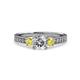 3 - Dzeni Diamond and Yellow Sapphire Three Stone Engagement Ring 