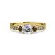 3 - Dzeni Diamond and Smoky Quartz Three Stone Engagement Ring 
