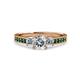 3 - Dzeni Diamond Three Stone with Side Emerald Ring 