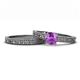 1 - Florian Classic Amethyst Solitaire Bridal Set Ring 