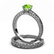3 - Florian Classic Peridot Solitaire Bridal Set Ring 