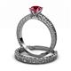 3 - Florian Classic Ruby Solitaire Bridal Set Ring 