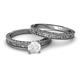 4 - Florian Classic Round White Sapphire Solitaire Bridal Set Ring 