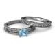4 - Florian Classic Aquamarine Solitaire Bridal Set Ring 