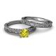 4 - Florian Classic Round Yellow Diamond Solitaire Bridal Set Ring 
