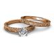 4 - Florian Classic Round Diamond Solitaire Bridal Set Ring 
