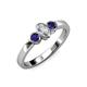 3 - Caron 0.70 ctw Natural GIA Certified Diamond Oval Shape (6x4 mm) and Side Blue Sapphire Three Stone Ring  