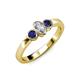 3 - Caron 0.70 ctw Natural GIA Certified Diamond Oval Shape (6x4 mm) and Side Blue Sapphire Three Stone Ring  