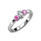 3 - Caron 0.72 ctw Natural GIA Certified Diamond Oval Shape (6x4 mm) and Side Pink Sapphire Three Stone Ring  